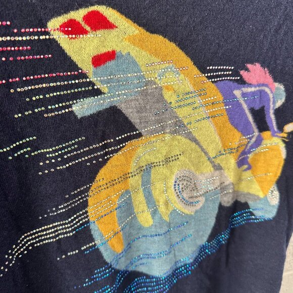 Zadig & Voltaire Scooter/Motorcycle/Vespa, short sleeve blue sweater, medium - Picture 4 of 8